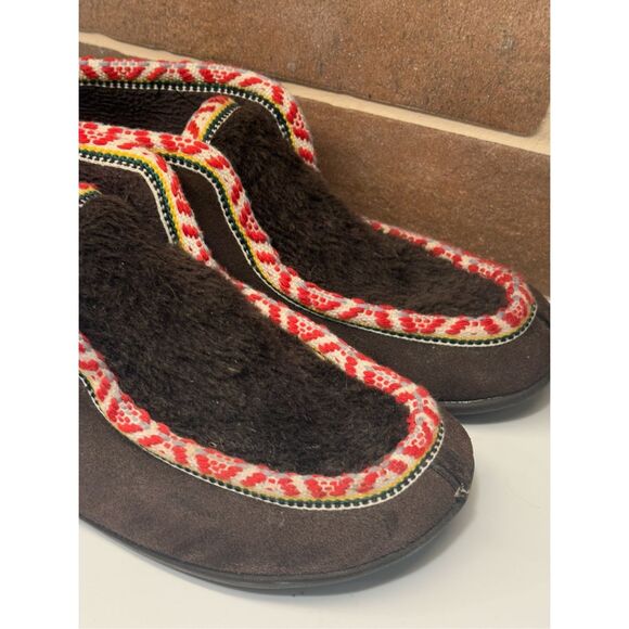 Woolrich Moccasin Slippers Women Size‎ 8.5-9.5 Brown Leather Shearling - Picture 2 of 11